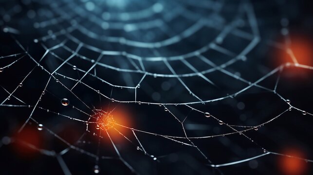 spider web on dark background, 3d rendering toned image Generative AI