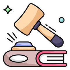 Conceptual flat design icon of law book