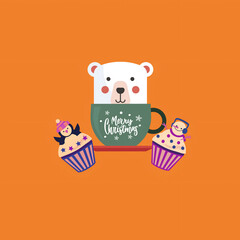 Merry Christmas Cupcake Bear Mug