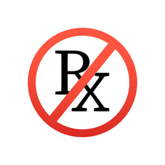 No receipt vector icon. Flat No receipt symbol is isolated on a white background. Medicine symbol Rx prescription icon. Flat design. Vector illustration