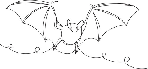 bat line drawing, sketch, on a white background, vector