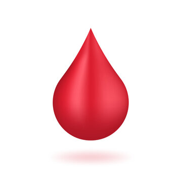 Vector red shiny blood drop isolated on white background - donation, DNA test, disease. Blood test. Vector illustration