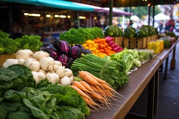 farmers market stall filled with various natural produce