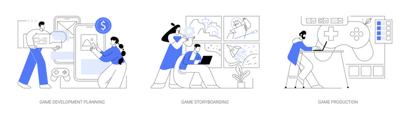 Game development process isolated cartoon vector illustrations se