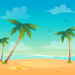 Fototapeta na wymiar summer illustration Paradise tropical beach background
