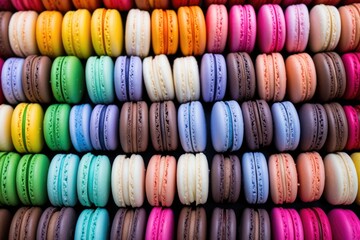 rows of multi-colored macarons