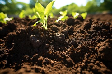 close-up of composted soil exposed in sunlight