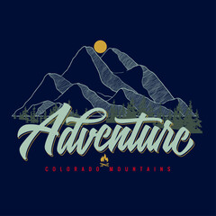 Mountain adventure vintage artwork. great outdoors. Explore more print design. Outdoor at the mountain retro print design for tshirt and others.