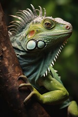 Fototapeta premium close up of green iguana