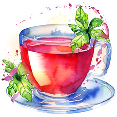 Szklanka herbaty owocowej ilustracja - obrazy, fototapety, plakaty