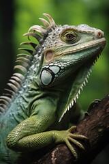 Fototapeta premium close up of green iguana