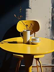Fototapeta na wymiar coffee on yellow