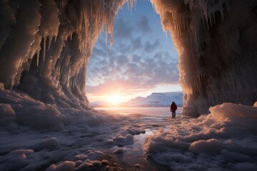 extreme ice cave at morning