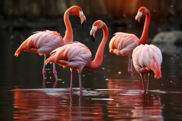 Tuinposter flamingoes standing in a lake, © Quintes