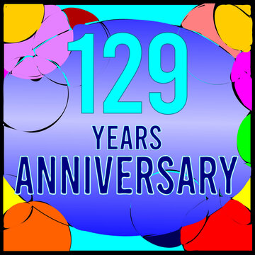 129 Years Anniversary logo style art deco, with circles and colorful geometric background, vector design template elements for your birthday, wedding and business celebration.
