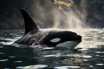 Fototapeta premium killer whales swimming in sea