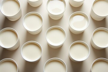 layout of white cups with milk