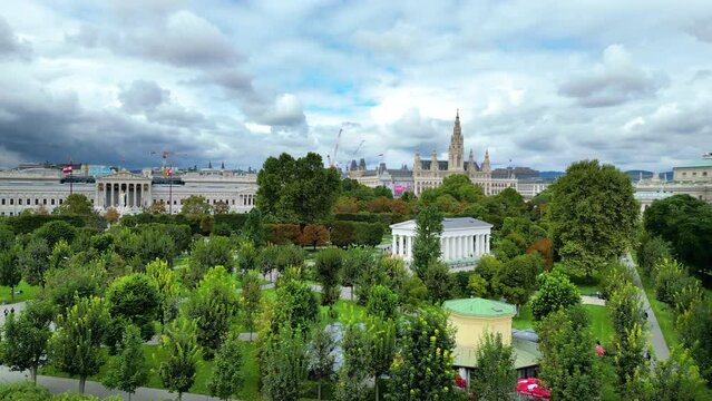 Vienna city skyline aerial view timelapse footage of city Vienna Austria, vienna town hall,c ity hall vienna.