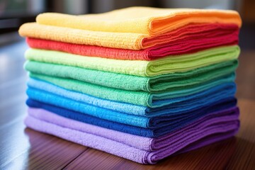 cascade of colorful washable cleaning cloths