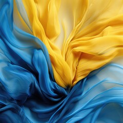 Yellow and blue silk background - generative ai