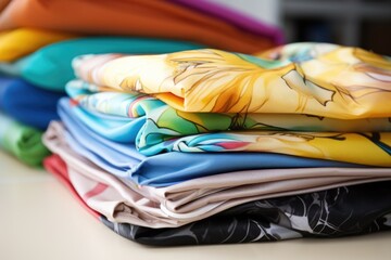 close-up view of folded, reusable shopping bags