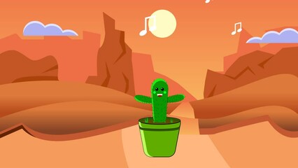 animated footage of a singing cactus suitable for children's video slides