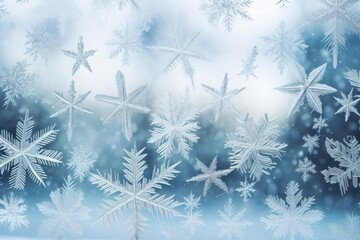snowflakes on a window in winter