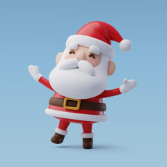 3d Vector Santa claus with Red bag, Merry Christmas and Happy new year concept.