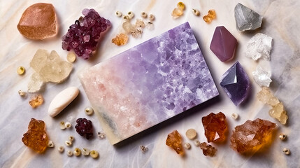 Mockup greeting card for congratulations or invitations based on natural minerals with space for text.