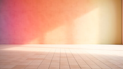 Wunderschönes originelles Hintergrundbild eines leeren Raums mit einem Spiel aus Licht und Schatten an Wand und Boden für Design oder kreative Arbeit. Generiert mit KI - obrazy, fototapety, plakaty