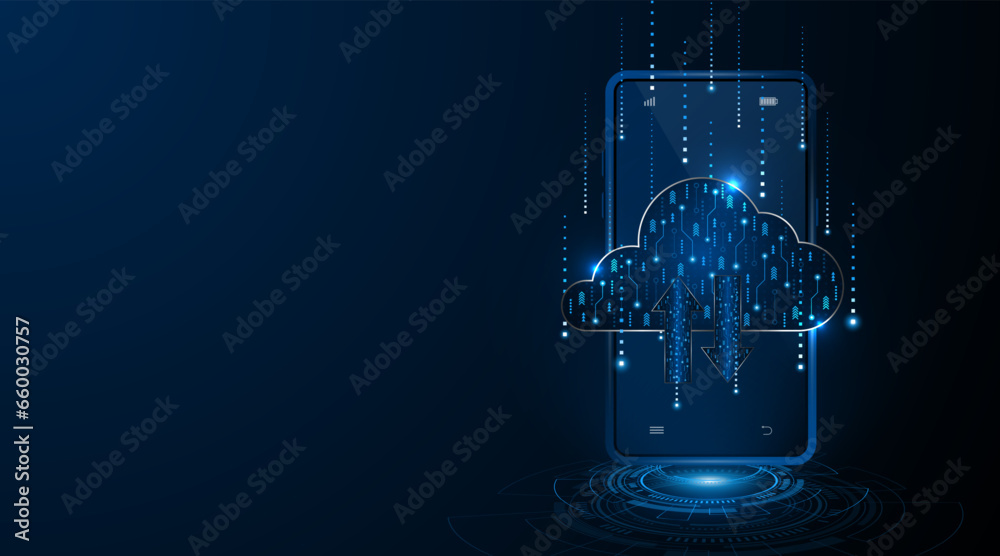Aufkleber abstract cloud technology circuit board. modern cloud storage or smartphone data exchange. high tech