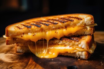 Close up of a melted cheese toast sandwich