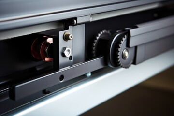 Fototapeta na wymiar garage door belt drive mechanism close-up