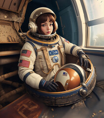 female astronaut in space