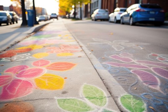 Fragment Of Chalk Drawing On The Sidewalk