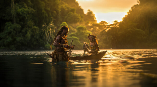 Vanuatu Travel Man with Girl in Boat