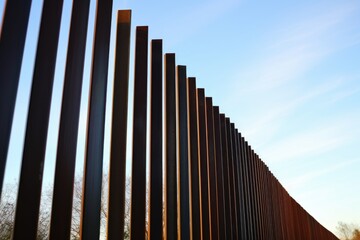 a close-up shot of a border fence