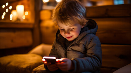 Digital Delight: Animated Child Engrossed in Favorite Series on Smartphone
