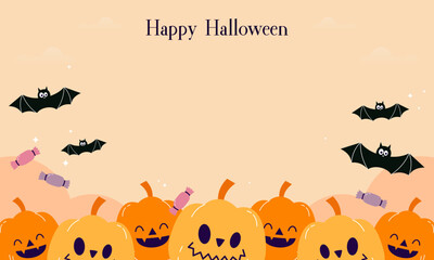 Cute Happy Halloween Copy Space Banner Background