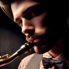 portrait of a person with a saxophone