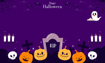 Cute Happy Halloween Copy Space Banner Background