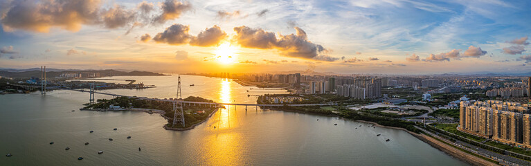 Panorama of Inner Bay in Shantou City, Guangdong Province, China
