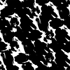 Seamless pattern with paint blots. Black and white abstract drawing. Vector illustration
