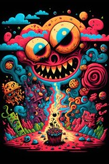 psychedelic cartoon world of evil 
