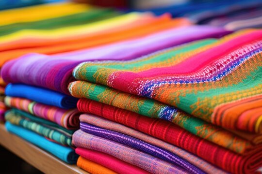 photos of hand-woven textiles in bright colors