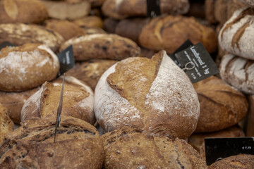 Loaves of Country Bread at a Dutch Farmers Market