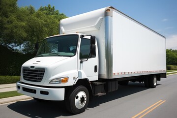 Fototapeta na wymiar close-up image of a generic moving truck