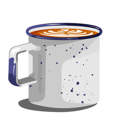 illustration of a cup of tea. settled mood, winter holidays. A warming mug of coffee