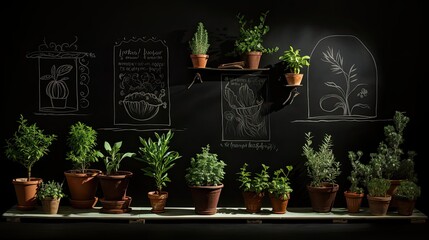 Chalkboard with Overlapping Plant Shadows