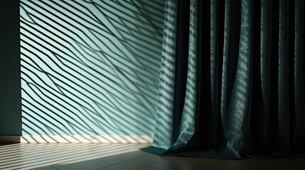 Naklejka premium Sleek Tile with Patterned Curtain Shadow
